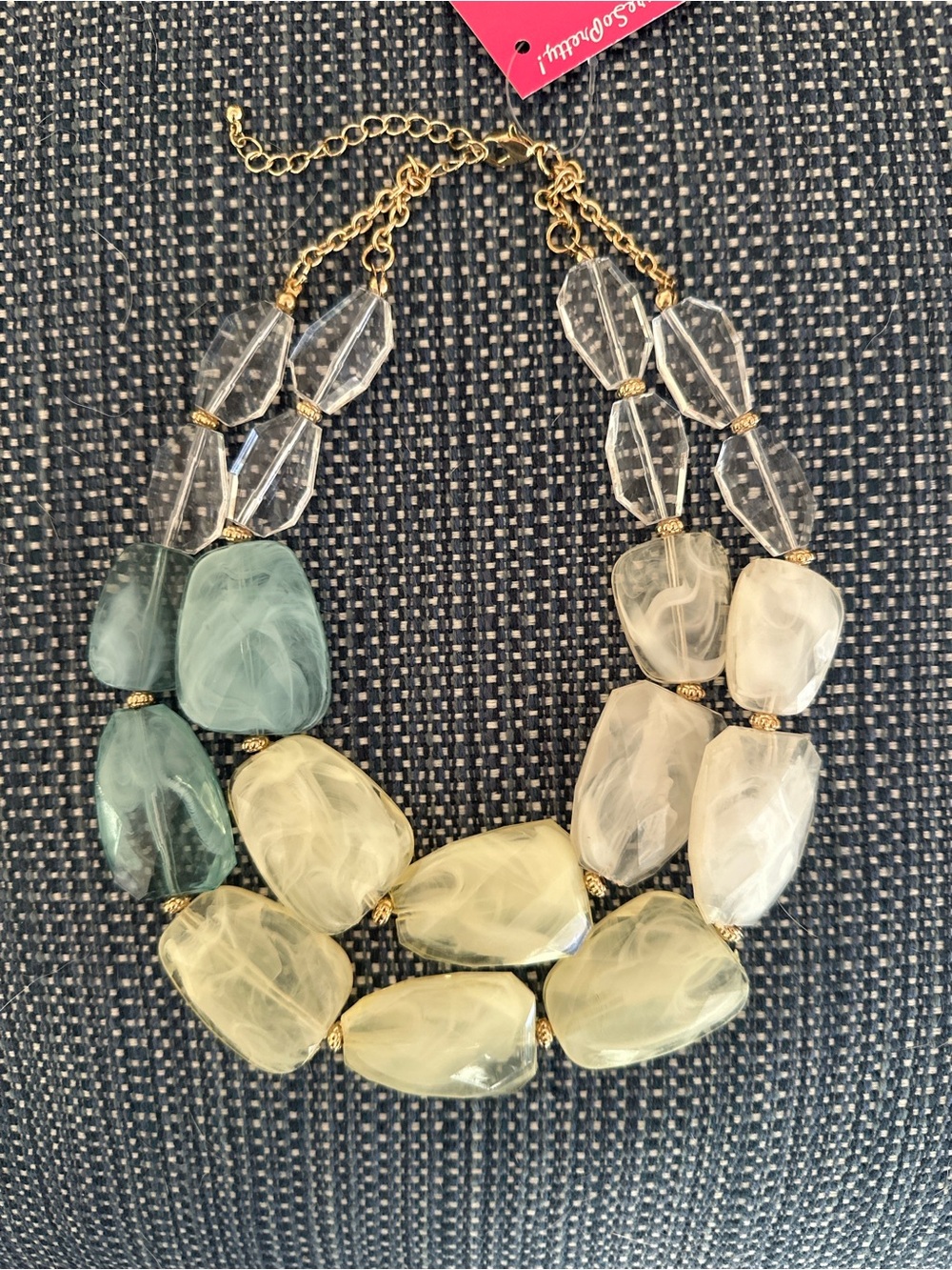 Xhilaration Swirled Multi-Color Resin Statement Necklace with Gold Accents